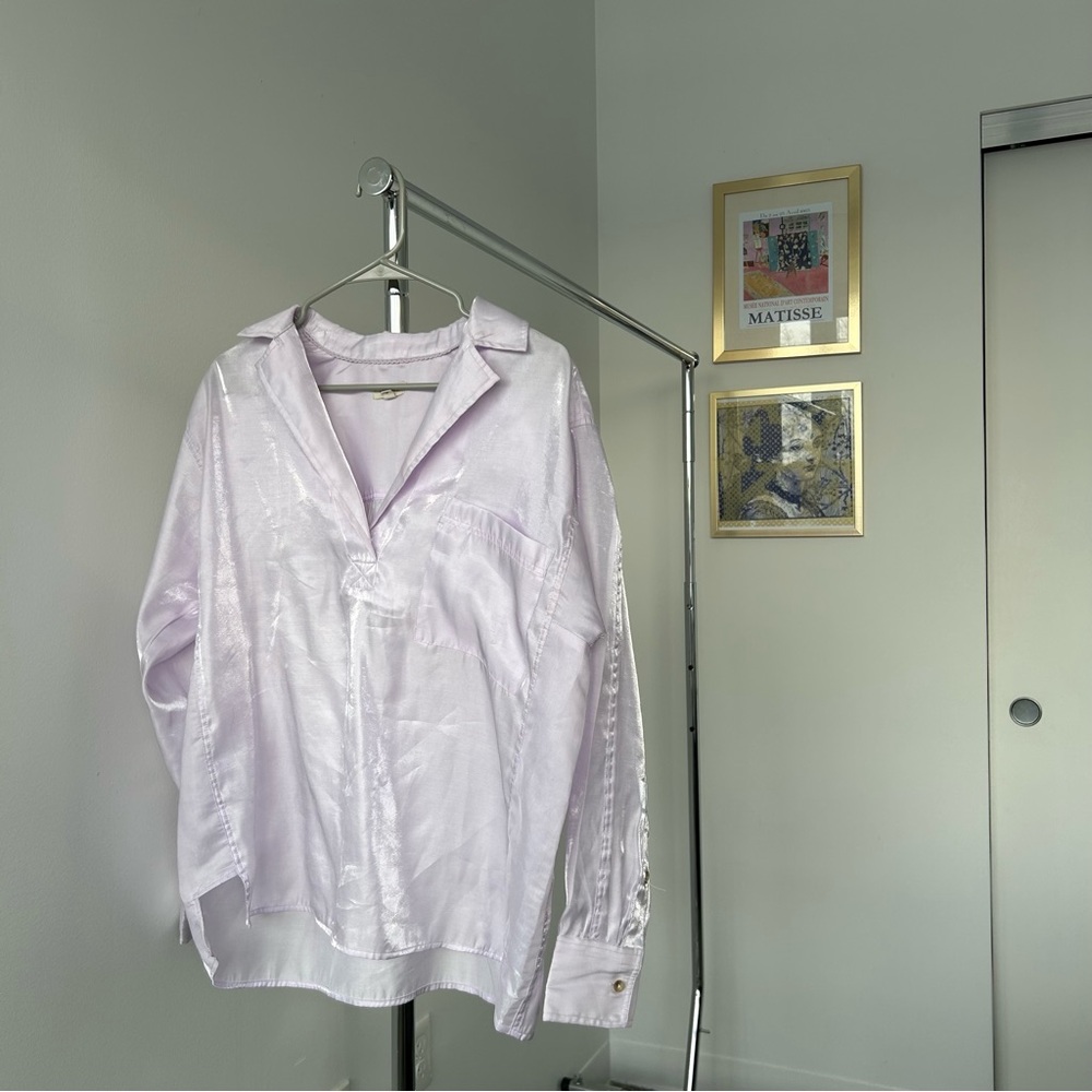 Anthropologie sheer lavender blouse